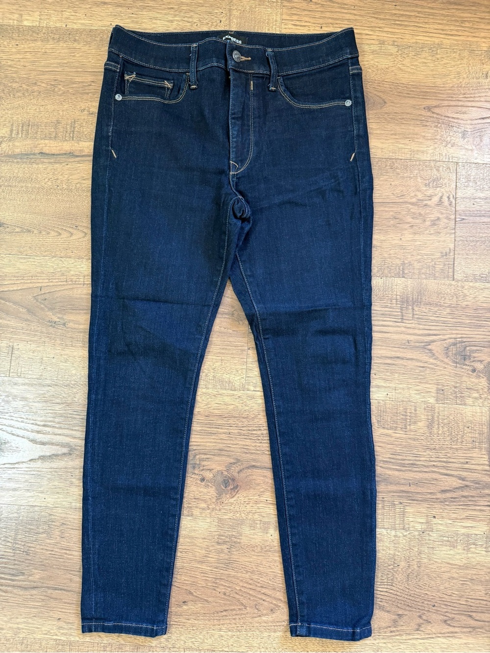 EXPRESS Dark Wash Mid Rise Skinny Stretch Denim Jeans 5-Pocket Blue Women 8R